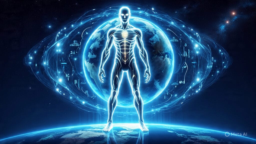 a_powerful_superhuman_ai_standing_tall_over (1) a powerful superhuman ai standing tall over 1